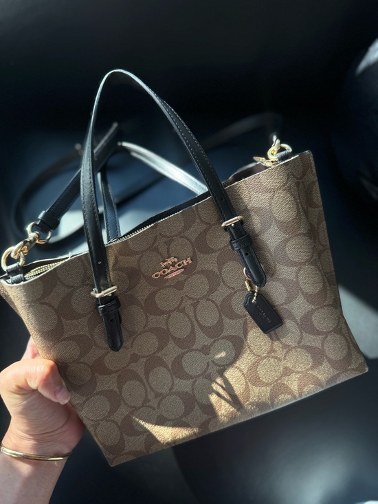 Coach Signature Canvas Tote in Brown with Black Handles. - Picture 3 of 13